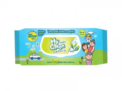 ทิชชู่เปียกไฮคลีน-Hyclean กลิ่นชาเขียว (ห่อสีฟ้า)